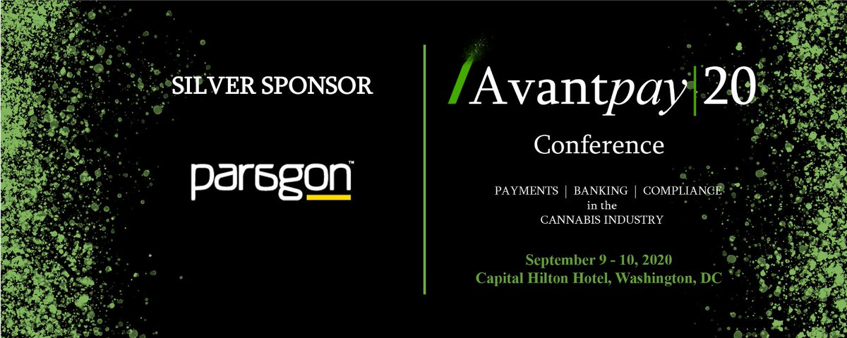 pbcconference_'s tweet photo. Thank you to Silver Sponsor @ParagonPay, for joining us at The Avantpay|20 Conference, the B2B conference for #payments, #banking, and #compliance in the #cannabis industry. Join Carolyn Taylor and her team this Sept 9-10, 2020 in Washington, D.C. https://t.co/yyM3IFNJel https://t.co/7F5N3KA0ul