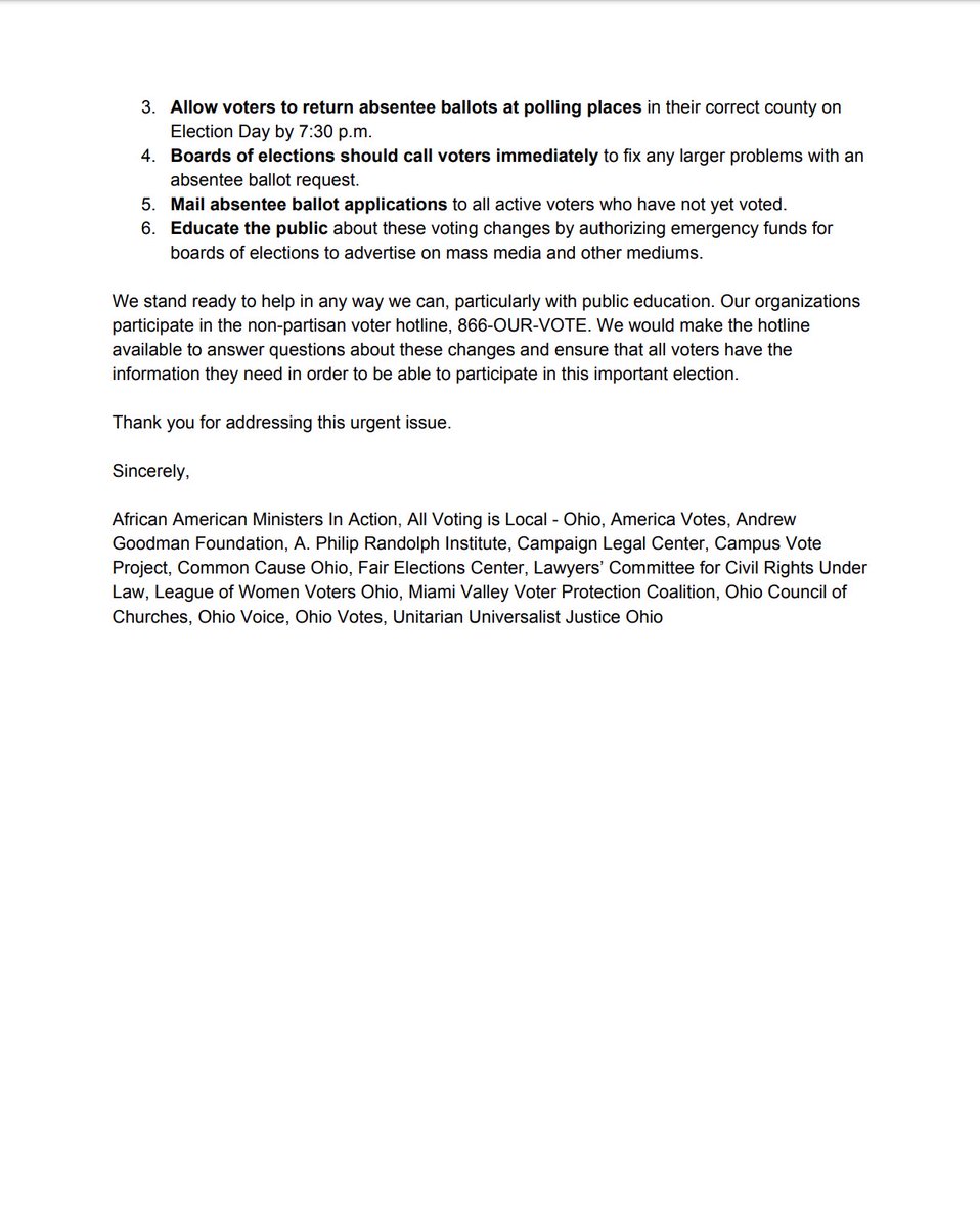 Screenshot of page 2 of the letter from voting rights groups. The full text is available at the link in the original tweet.