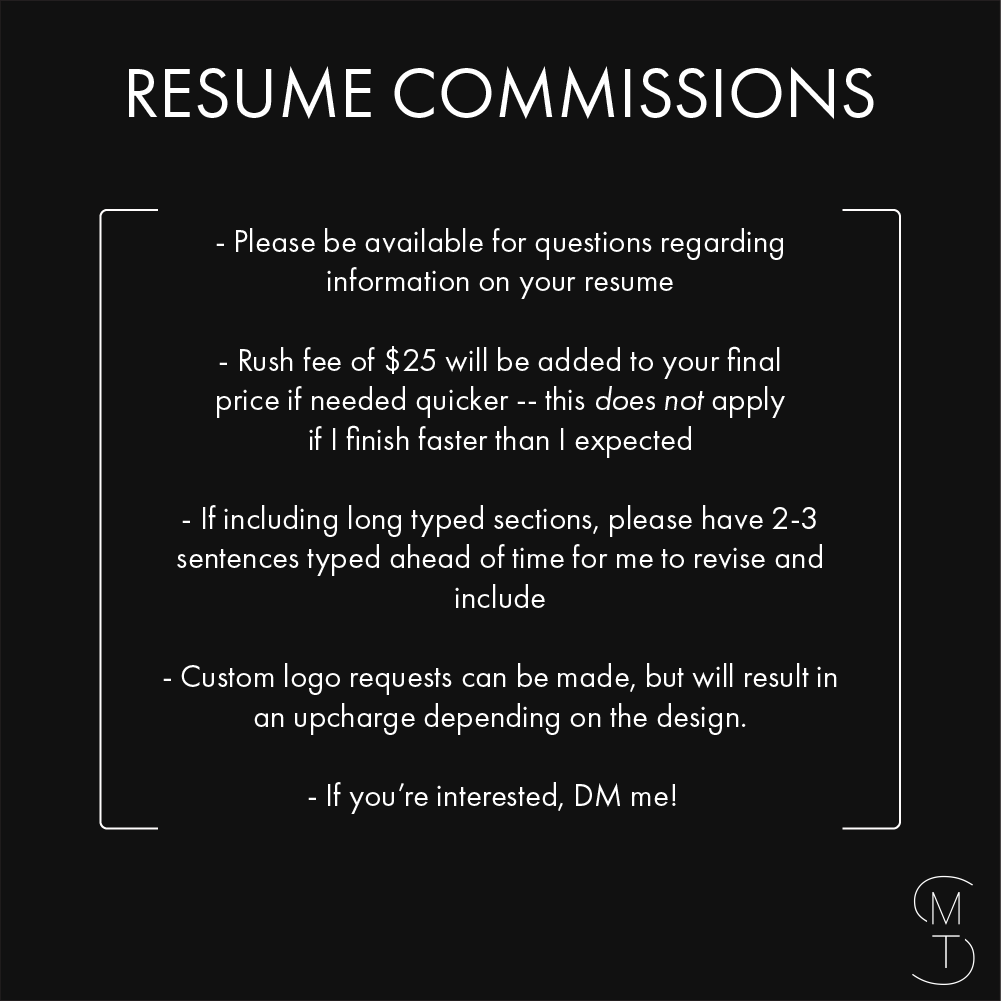HaiimMeCu's tweet photo. Hey everyone! I'm opening up resume commissions starting today. I'll try to make your highlights look pretty :). If you're interested please DM me! #artcommissions https://t.co/EUrVM95hjk