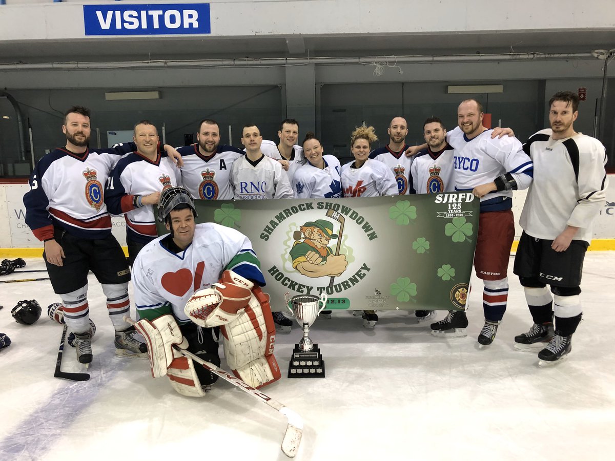 sjfhockey's tweet photo. So finals saw SJRFD RED vs RNC 2 in final. It was a see saw battle and goalie duel, and after a 1-1 regulation tie , shootout saw RNC 2 take the trophy back to the blue side . Congrats @RNC_PoliceNL 2/2 https://t.co/ZVUACU3iln