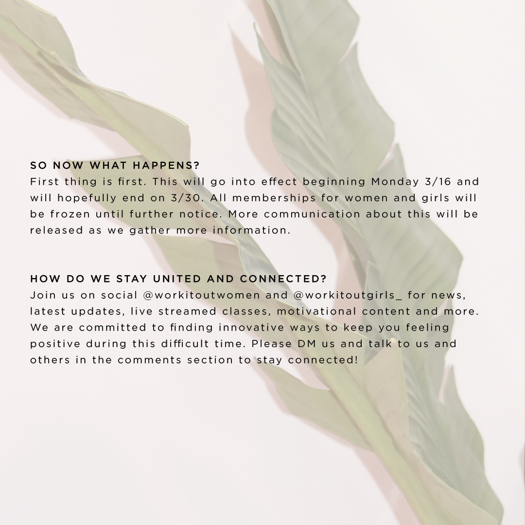 WiOwithus's tweet photo. PT1:
Swipe to read a letter from our Founder and CEO, Noël Fiorentinos, on our decision to temporarily close our Hoboken studios. We will be closed as of Monday March 16th and will hopefully re-open as of Monday, March 30th. https://t.co/4IFpgxFyBb