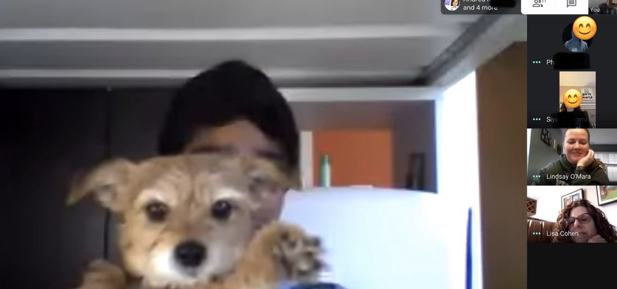 Today, our unit offered students a chance to video chat with a group of teachers to answer questions about this new #virtualschool. The call ended with us all introducing our pets. Alpha is making the best of this situation. #connectXRDS #tellourstoryxrds