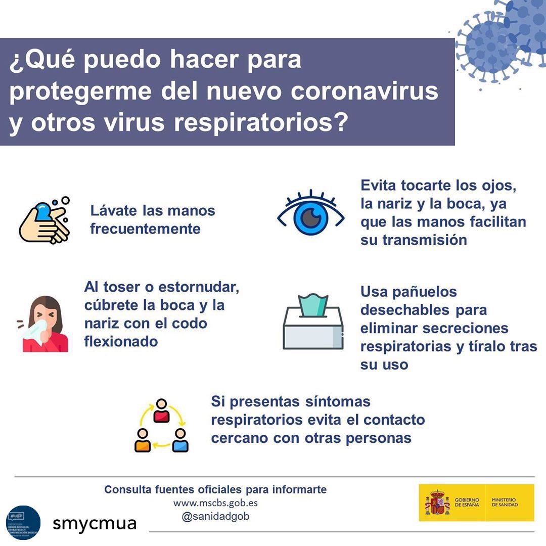 smycmua's tweet photo. Frente al Coronavirus y desde el sentido común.Seamos responsables En estos enlaces tenéis la información actualizada desde:
➡️ el Ministerio de Sanidad https://t.co/9ZKwQVnXhV
➡️ la @UA_Universitat https://t.co/8qPloMHcf0
https://t.co/fQLZ9o1zif
https://t.co/UC8Q06thH4
#Covid_19 https://t.co/95Do87WoP1