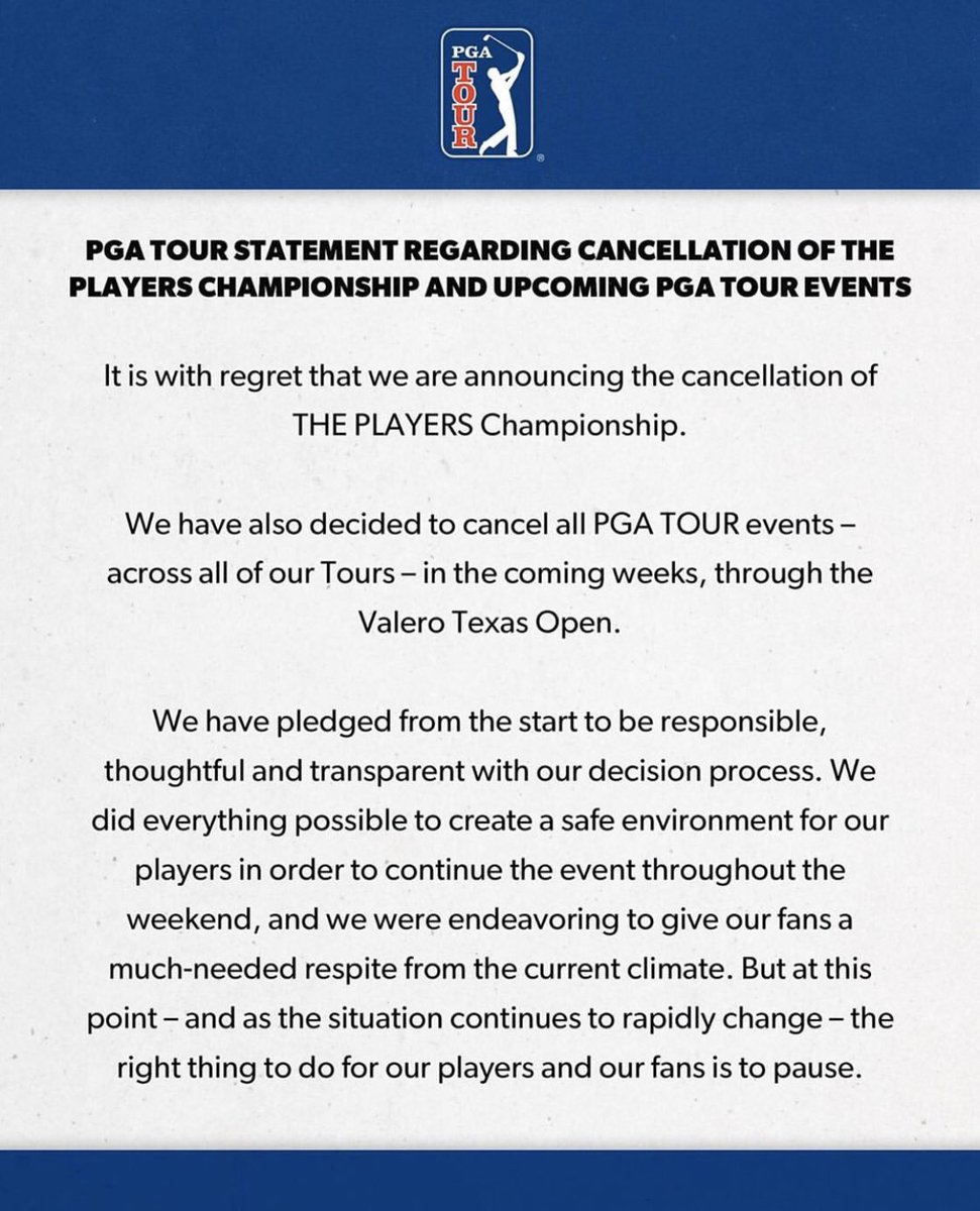 The right decision. Players, fans and volunteers come first.