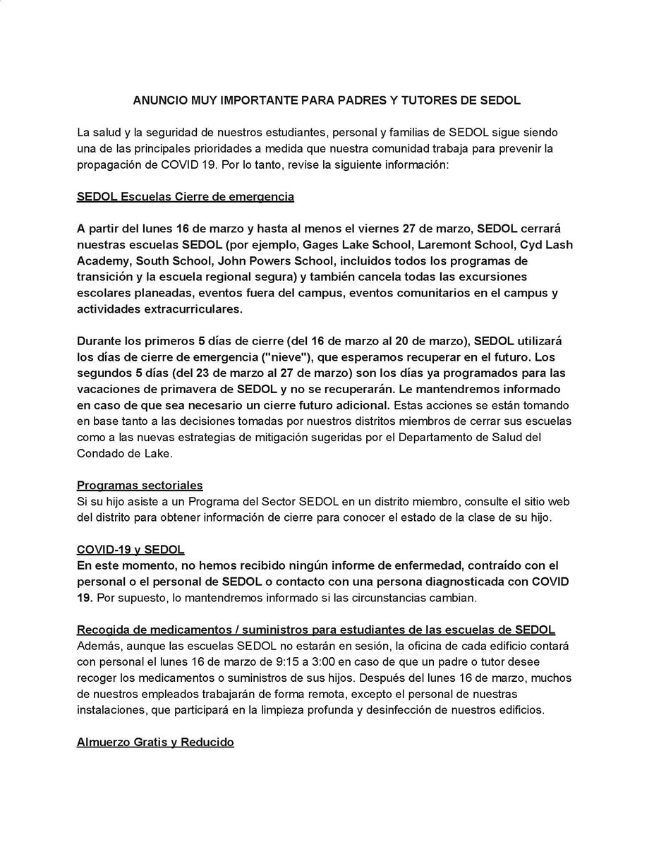 SEDOL_IL's tweet photo. Anuncio muy importante para los padres y tutores de SEDOL. Por favor revise la información adjunta: https://t.co/jO4HQlFfM3