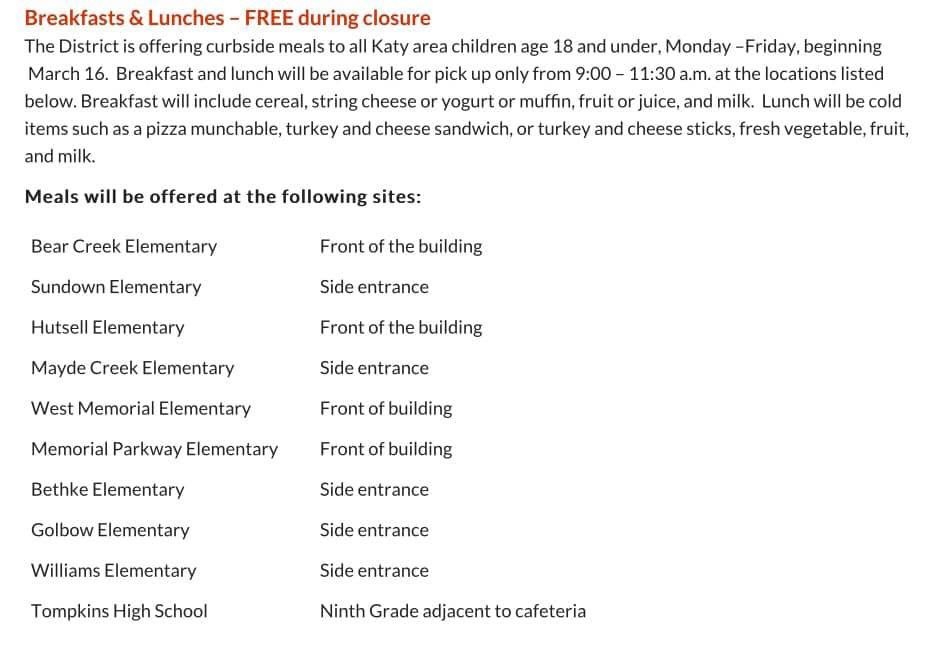 For our children needing breakfast and lunch - starting on Monday these school sites will be providing it for free from our district. ❤️🤟🏽