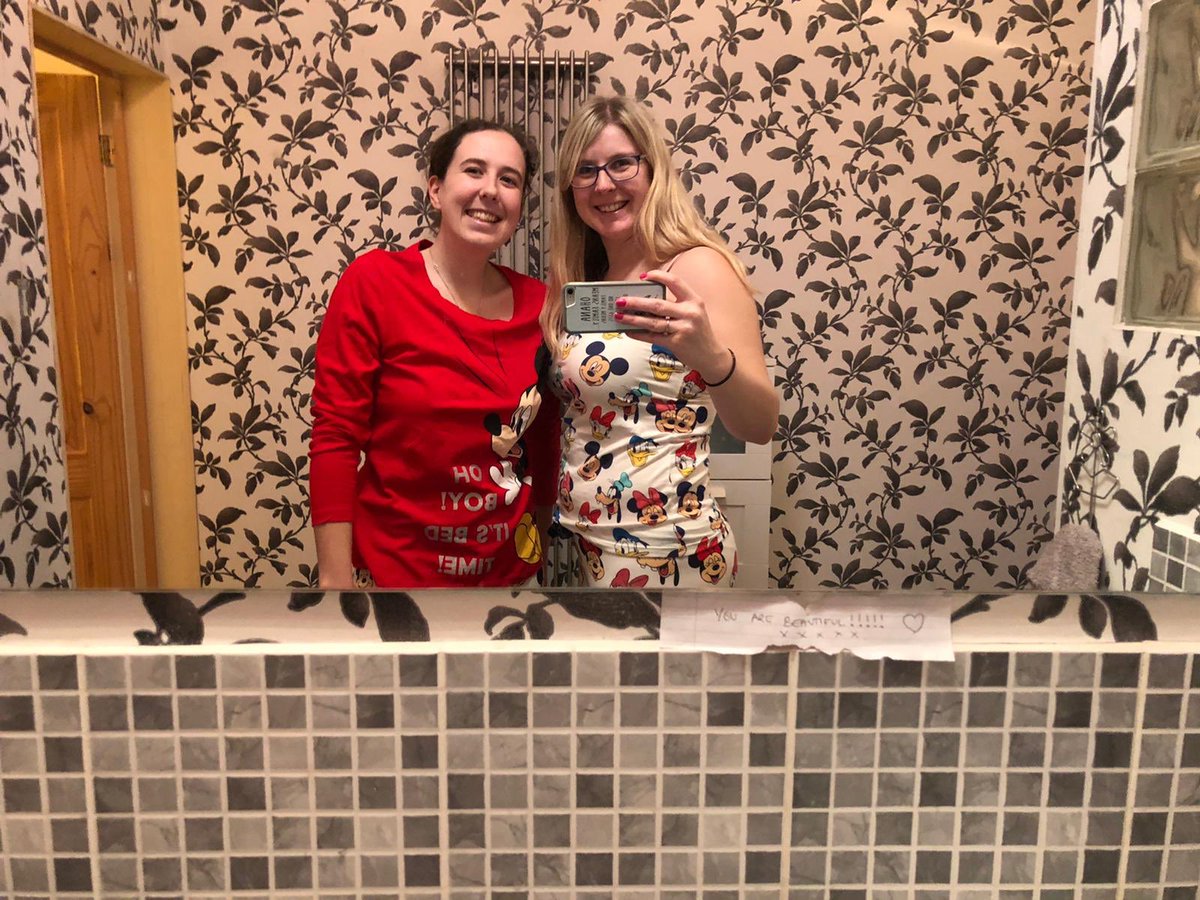 Lizzy_Fry's tweet photo. Making our own Disney magic this weekend after our holiday was cancelled - starting with takeout and movies in our new Disney pjs #StillSmiling #DisneyPjs #MakingOurOwnMagic @KatieTweds https://t.co/5nvoiXeaEU