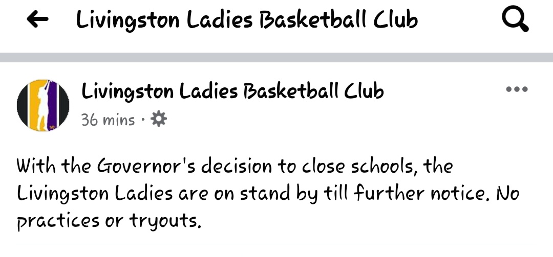 LivLadiesBball's tweet photo. We are on standby until further notice! ☹️ https://t.co/ExlI0kaWnB