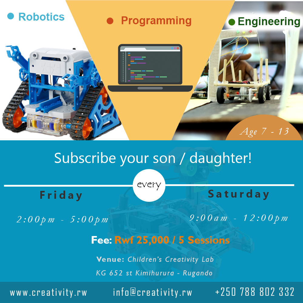creativity_rw's tweet photo. #RwOT  We moved to a new space -Children’s Creativity Lab, KG 652 st Kimihurura - Rugando https://t.co/fQtiu8bnL8 #kids #Robotics #Engineering #coding https://t.co/RQY2qPEexh