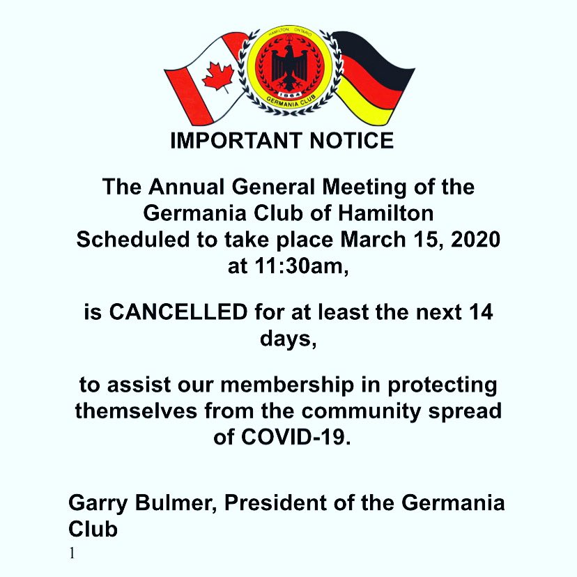 Our annual general meeting has been canceled until further notice