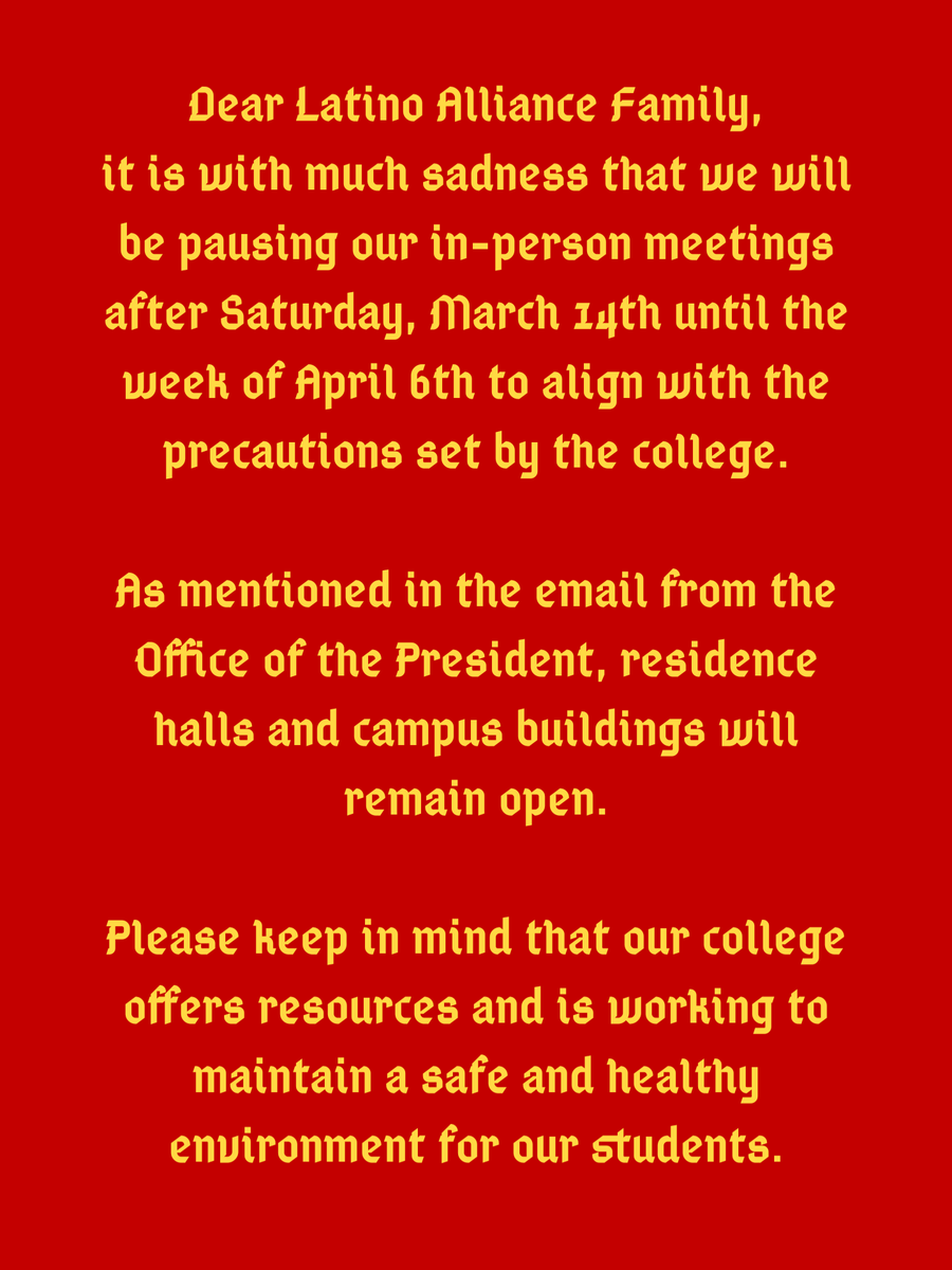 LatinoAlliance's tweet photo. Update on meetings: Please Read!!! https://t.co/w6WCRsaxSu