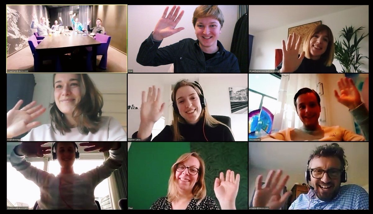 PaulVeger's tweet image. Dat wij gewend zijn aan digitaal werken, komt de komende periode goed van pas. Een videocall met 12 personen, omdat we zo veel mogelijk vanuit huis werken? Geen probleem! #remote #meeting #decos
