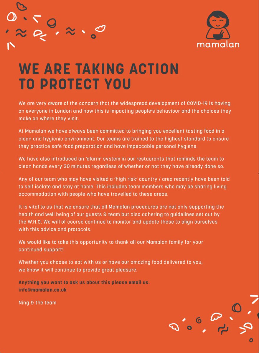 We’re a small restaurant group of two and felt it was important to update our regular and new guests on our focus and actions.