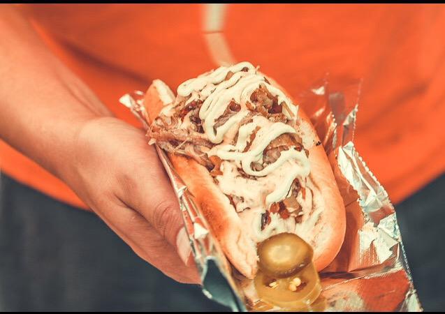 What would you put on your hotdog?

Carnitas, chorizo, guacamole, chipotle, pico, shrimp, chile verde, queso,    Jalapenos, grilled onions.