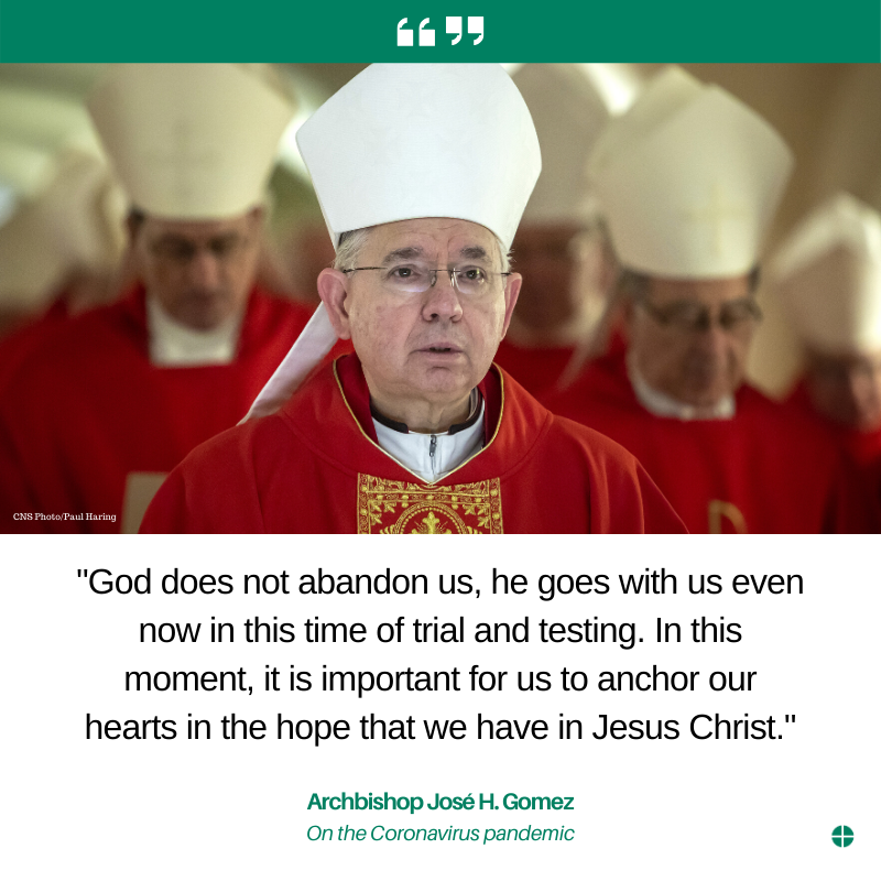 USCCB's tweet photo. .@ArchbishopGomez, #USCCB president, has issued the following regarding #Coronavirus #COVID-19: https://t.co/XczixVcY39 https://t.co/WEJu7SuDWP
