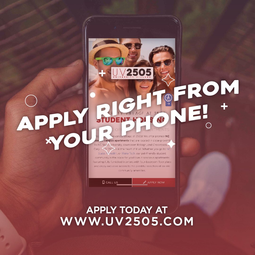UVat2505's tweet photo. Staying in today? Great news! Online leasing is available! Apply right from your smart phone, computer or tablet. Apply &amp; sign today for ZERO fees! ✅😁 https://t.co/iKlMnJFmBj