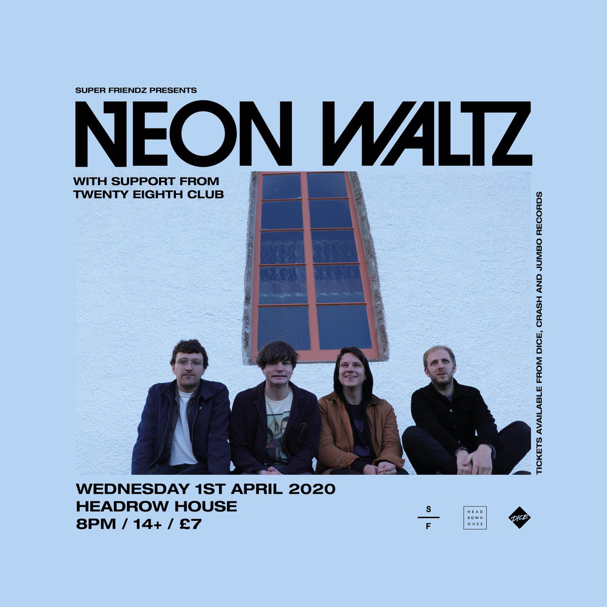 superfriendzlds's tweet photo. Just a few weeks now until psychedelic-indie rock 6 piece @neonwaltz play the events space at @headrowhouse on the 1st April in support of their new EP 'Huna' out on the 27th March (just in time for the gig)! Tix flying out from @dicefm now - support comes from @28thClub https://t.co/Vav7ZjZBnG
