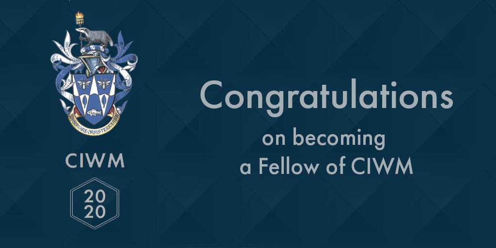 Congratulations on behalf of CIWM to our newly awarded Fellows Thomas Clifford, Jennifer Robinson, Henry Emblem and Gillian Mulroe #Membershipmatters