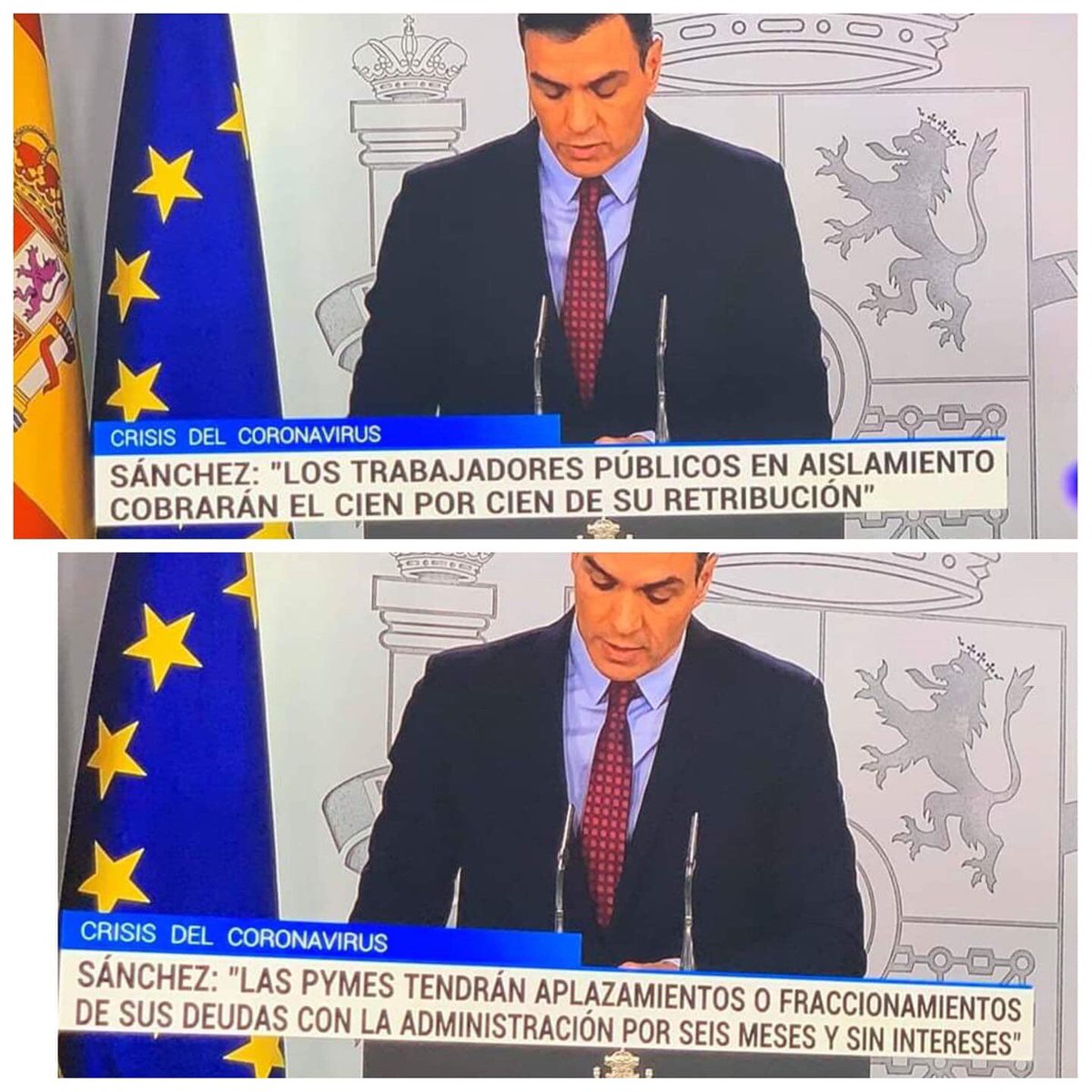 - Los funcionarios cobrarán el 100% sin ir a trabajar.
- Los autonomos y pymes, pagaremos el 100% sin poder trabajar ni facturar.

Viva el socialismo!!!#PedroSanchezDimision