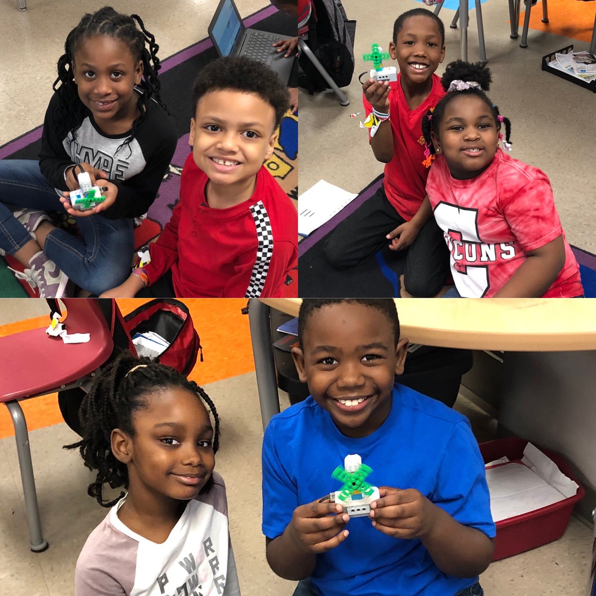 AP_MzScott's tweet photo. These smiles are what I love to see when my kiddos are learning new things! They were so proud of their projects! #Intergratingtechnology #WeDoLego @DOCSFIVE @CentralESChamps @TCSBoardofEd @MrsWtech https://t.co/UZD2bIZFMc
