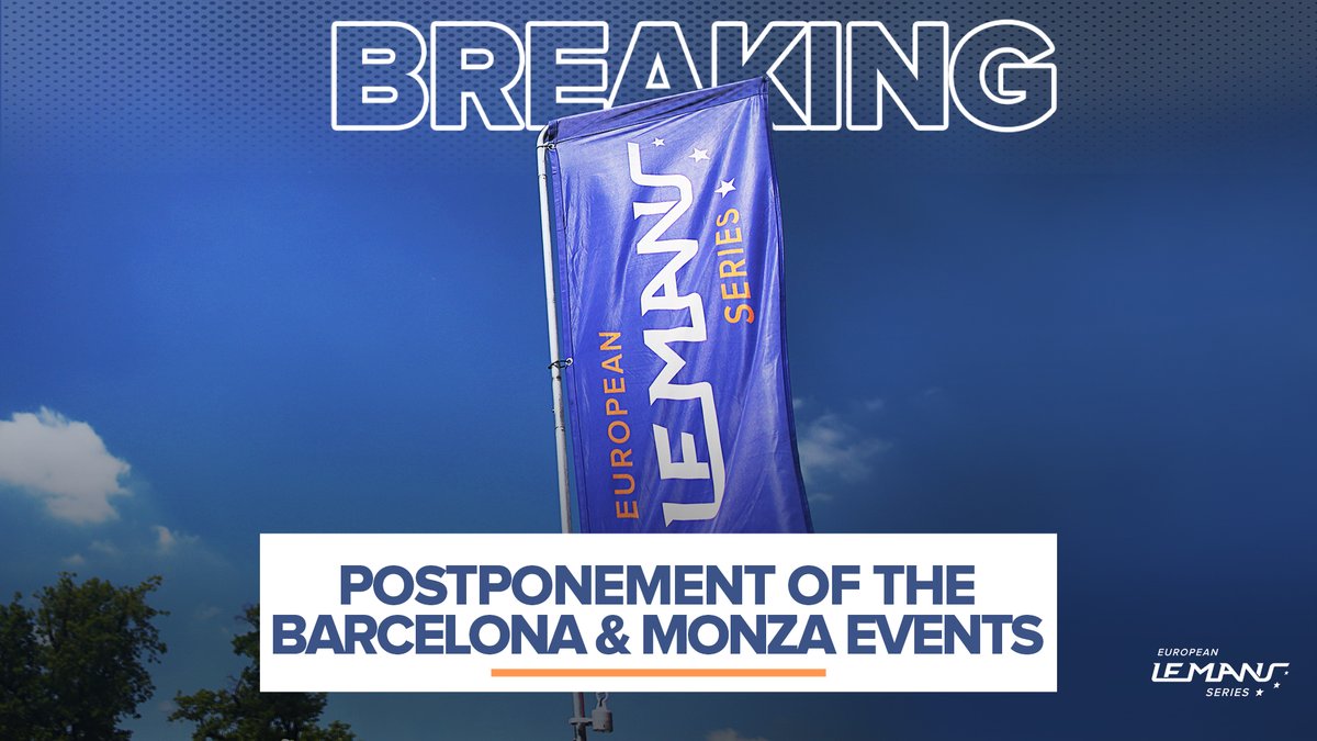 EuropeanLMS's tweet photo. Due to the escalation of the Covid-19 (coronavirus), and following consultation with the local authorities and the staff at the @Circuitcat_eng and @Autodromo_Monza, the decision has been taken to postpone the first two rounds of the season. 

#ELMS https://t.co/BzImqpkvEt