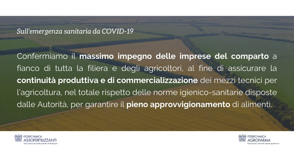 Agrofarma_news's tweet photo. #Agrofarma e #Assofertilizzanti sono impegnate a fianco degli agricoltori per garantire la continuità delle produzioni e far fronte all'emergenza #COVID19.
📁Il comunicato stampa➡️ https://t.co/vIHhjK1dU5 https://t.co/gQ3njT1xUI