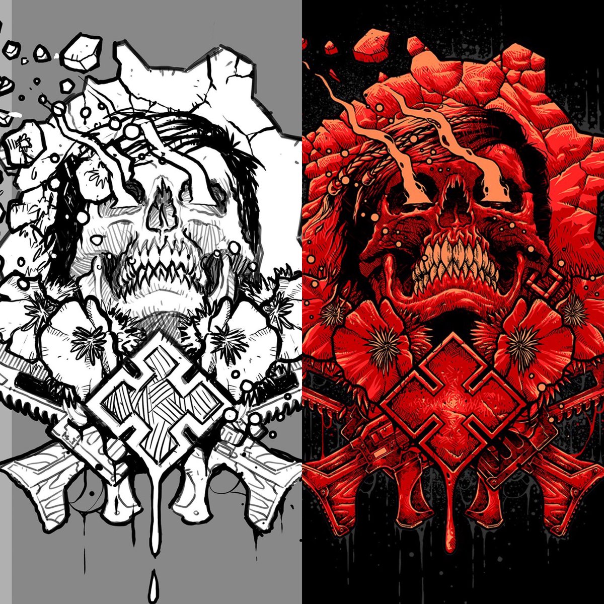 luke_preece's tweet photo. I rarely share my roughs. Here’s a few #startofinish of my recent #Gears5 and #metallica work. Enjoy! https://t.co/qCGDwX54TT