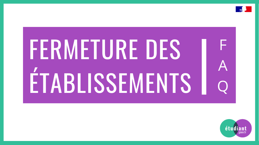 🔴 FAQ | Tous les établissements d'enseignement supérieur sont fermés à compter du 16 mars et le resteront jusqu'à nouvel ordre. Quelles conséquences ces fermetures ont-elles sur vos études, vos stages et vos services ?

💡Les réponses à vos questions
👉 etudiant.gouv.fr/covid19/