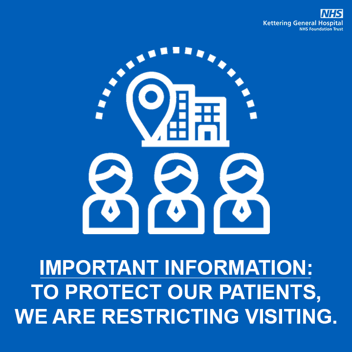 ***RESTRICTED VISITING WITH IMMEDIATE EFFECT***

Due to the raised awareness of viral respiratory illnesses we are currently only allowing visitors and relatives to all wards between 6pm and 8pm.

Please speak to a member of staff if there are exceptional circumstances.