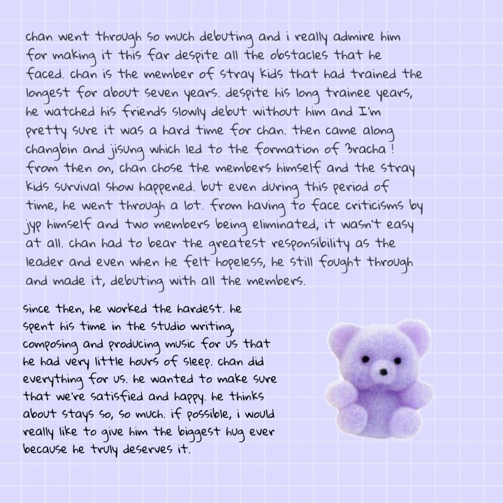 S0FTIEH4N's tweet photo. not really good with words but chan deserves this. i hope he knows how great of a leader he is, really :( much love for chan ahh 🥺💌
#lettersforchan https://t.co/R53vM2lkbQ