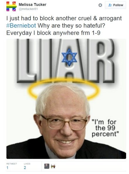 things claim to be Sanders' supporters. They just are Sanders supporters. Here are some antisemitic tweets from Clinton supporters that were posted as examples of her problematic supporters in the thread which Tanden ignored. And of course, if Tanden were really committed (67/?)