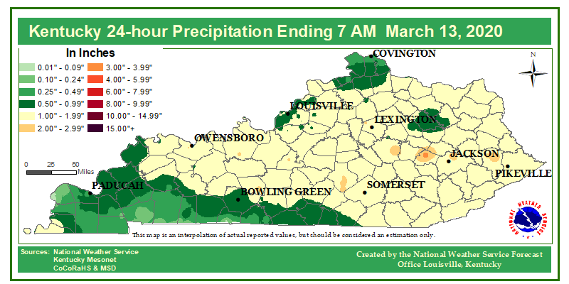 NWSLouisville's tweet photo. Rainfall totals from yesterday's system. Most places received around 1-2 inches of rain! #KYwx #INwx ⛈️☔ https://t.co/XIP8kHMBjD