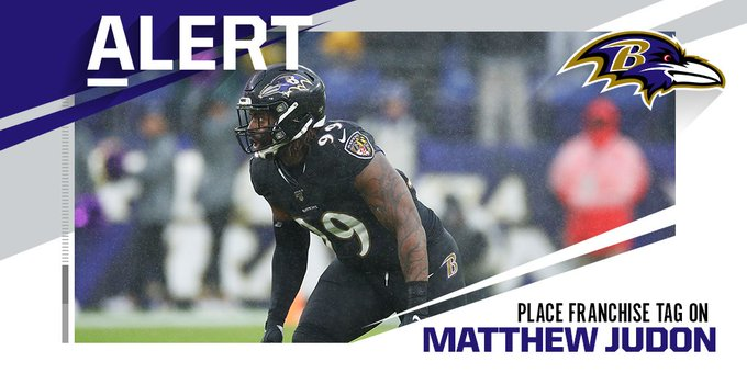 TieBreakerMedia's tweet photo. @Ravens place franchise tag on LB Matthew Judon

(via @NFL) https://t.co/UYopkYHZtT