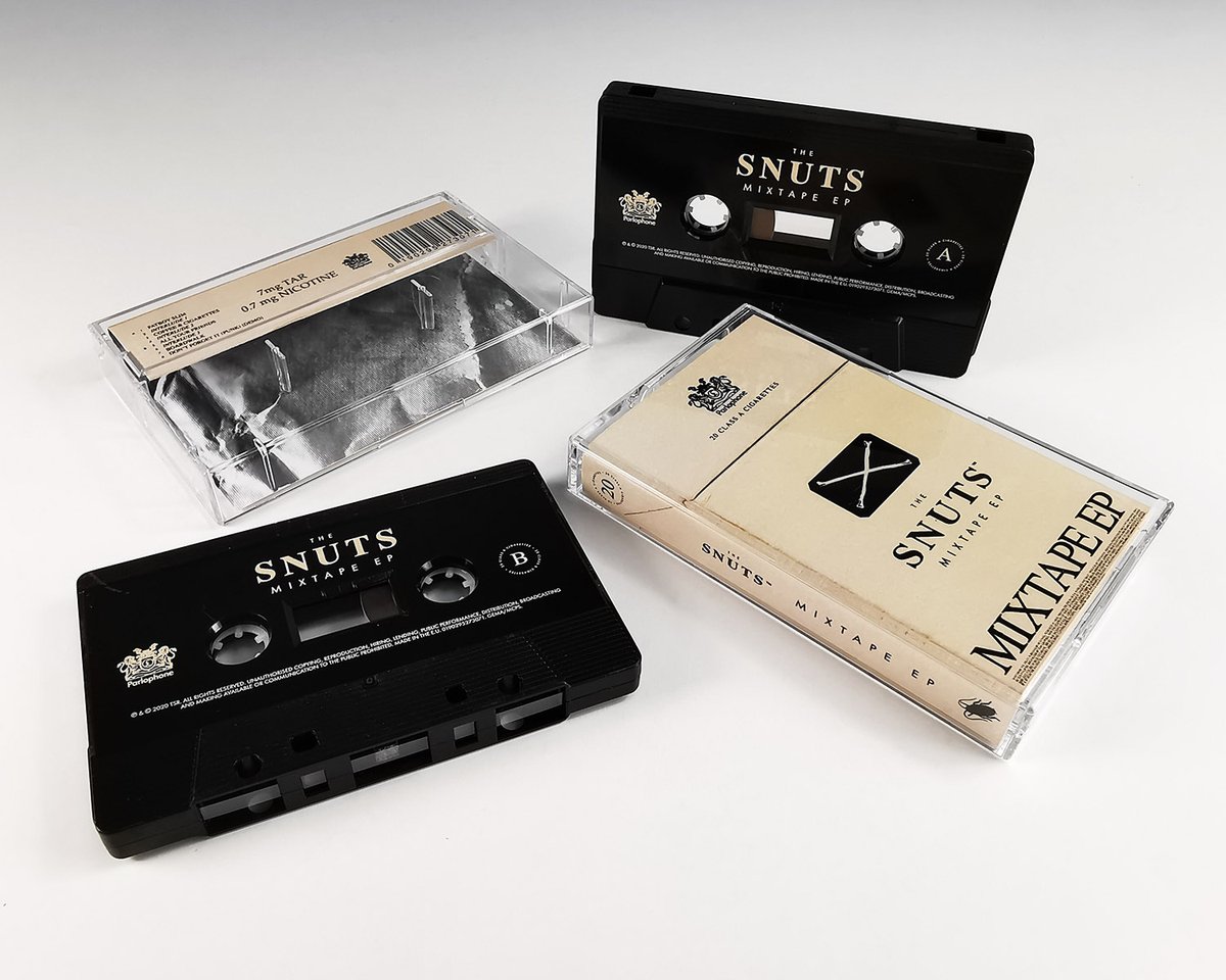 BandCDs's tweet photo. 'One of the UK's most exciting new bands' @TheSnuts  have released their new #MixtapeEP on @warnerrecords today. We had the pleasure of producing these fantastic black tapes for the West Lothian outfit and look forward to catching them at our local @VictoriousFest this year! 🎸🏴󠁧󠁢󠁳󠁣󠁴󠁿 https://t.co/aHRItwvWB9