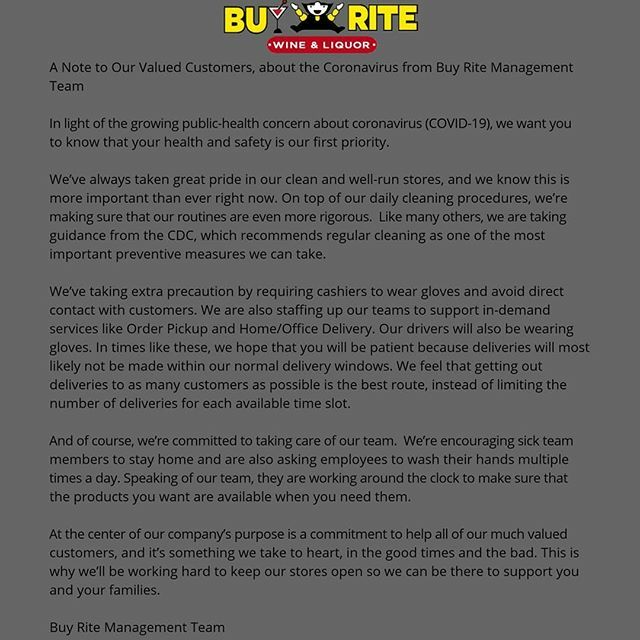 brhackensack's tweet photo. To our loyal customers,

We would like to inform you all that due to health concerns regarding the Corona Virus (COVID-19) we have implemented steps to do what we can to keep our community and both your and our families safe. This includes practices which includes our cashie… https://t.co/RaZ8XBm6sL