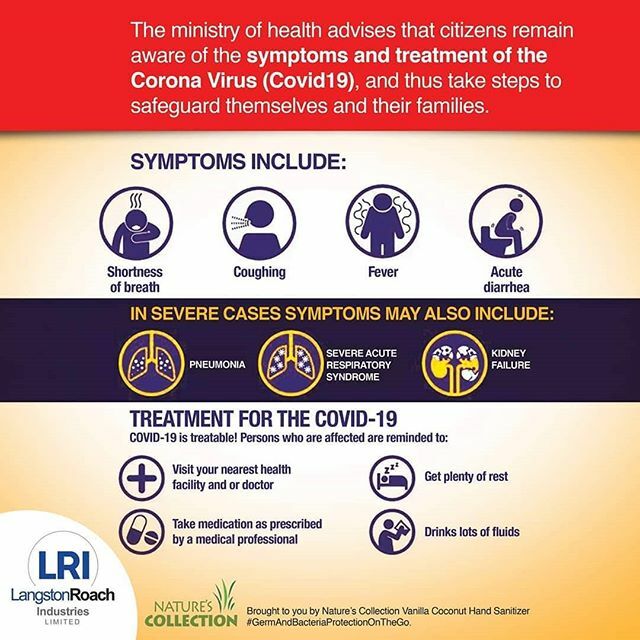 LangstonRoach's tweet photo. With our first case reported in Trinidad, please ensure that you are aware of the signs, symptoms and treatment options for the Corona Virus. #BeCautious #BeDiligent #LRI https://t.co/YgQXNTRgGY https://t.co/eRlbSAQVuF