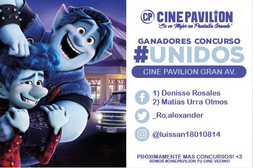 CinePAVILION's tweet photo. 🚨🚨🚨 GANADORES CONCURSO #Unidos 🚨🚨🚨felicidades! Si eres uno de los ganadores hablanos para coordinar la entrega de tu premio! 🥰 https://t.co/DGop4sAv76
