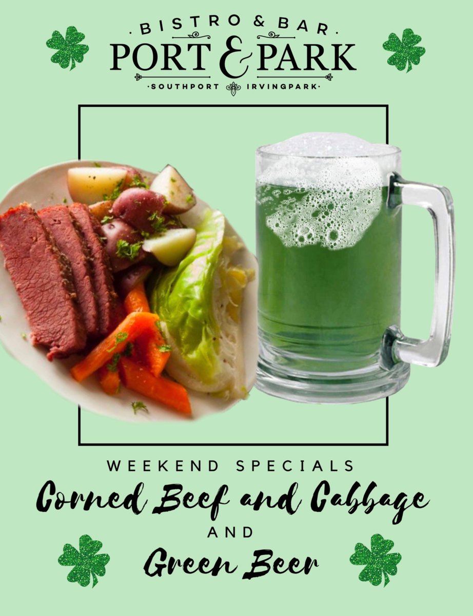 We will be serving corned beef and cabbage, green beer this Saturday :)
