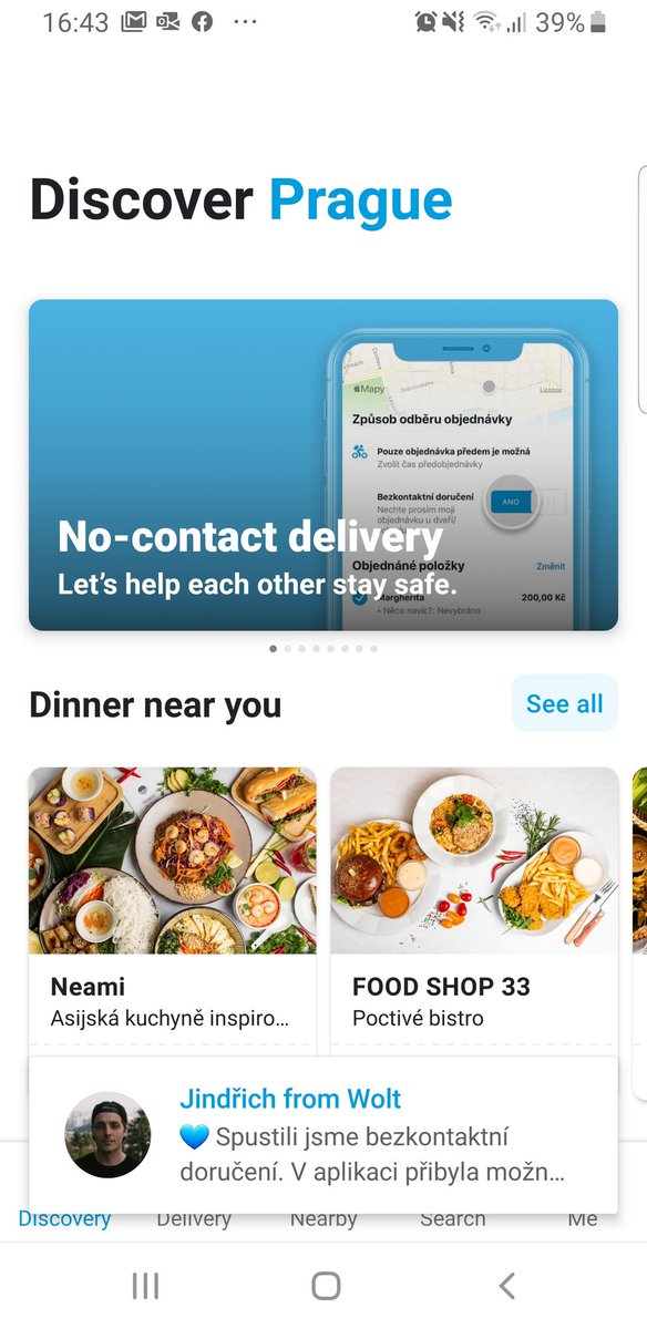 KefimovaI's tweet photo. Interesting approach companies use to deal with #Covid_19. I was just notified by #wolt about there new app update where you can choose contactless food delivery. I think it's way to go in a #digital and #agile world. Definitely smarter than usual #coupon or #sale approach https://t.co/7joSPoqELL