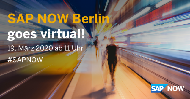 Hagl_SAP's tweet photo. Umdisponiert statt indisponiert. Wir gehen online mit der SAP NOW - als virtuelles Event. Gehen Sie mit! Am 19. März 2020 ab 11 Uhr. https://t.co/YVl8QaoRN9 https://t.co/HXYdzTo0US