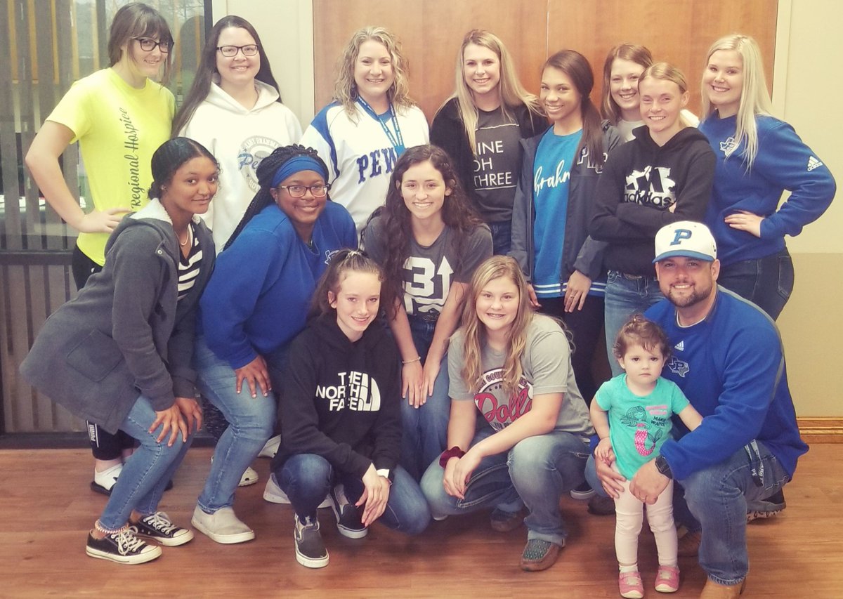 Our Lady Brahma Softball team stopped by today to present Mrs. Reid with her own softball jersey 💙