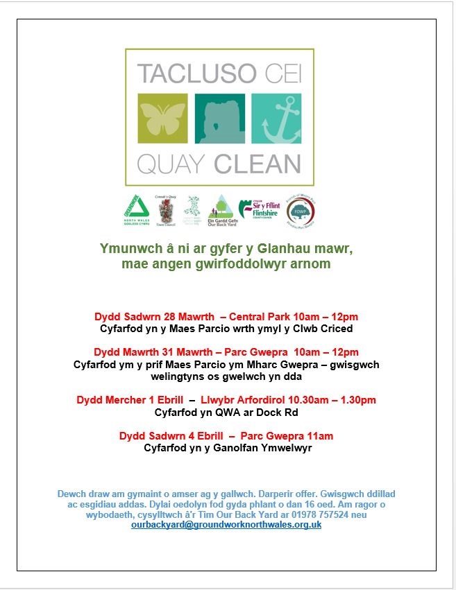 FWeprepark's tweet photo. Join us to litter pick Wepre Park on Saturday 4th April, as part of Quay Clean 2020. Meet us at the Visitors Centre at 11am and help for as long as you can. Litter picking equipment will be supplied but please wear suitable clothing, footwear and gloves. #QuayClean #WeprePark https://t.co/jaETVgdkpH