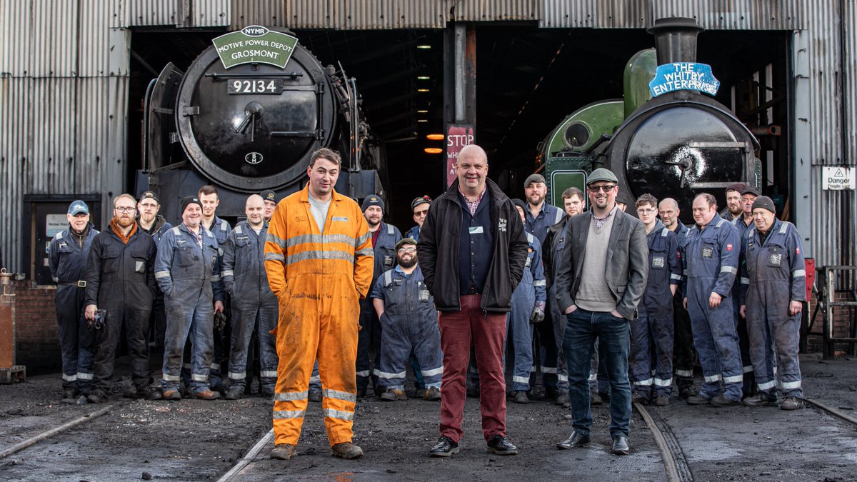 The NYMR crew all lined up, ready and raring to go! 🚂 The new series of The Yorkshire Steam Railway: All Aboard continues this Friday 13th at 8pm on Channel 5. Catch up on all previous episodes on My5.