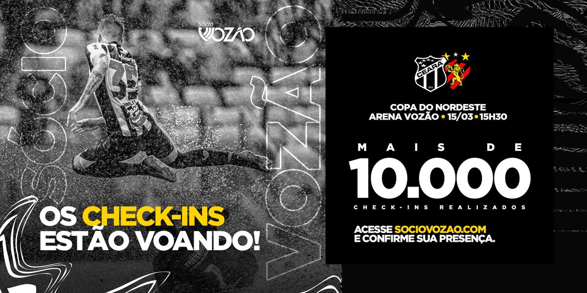 CearaSC's tweet photo. Quem já confirmou presença no jogo deste domingo levanta a mão! ☝

🚨 O torcedor que terá até as 20h do sábado, 14/03, para fazer o procedimento de confirmação ou ausência no jogo.

📲 Acesse https://t.co/Opa9PGng1v e realize o seu check-in.

#SócioVozão #CearáSC https://t.co/2VgWkh8J1O