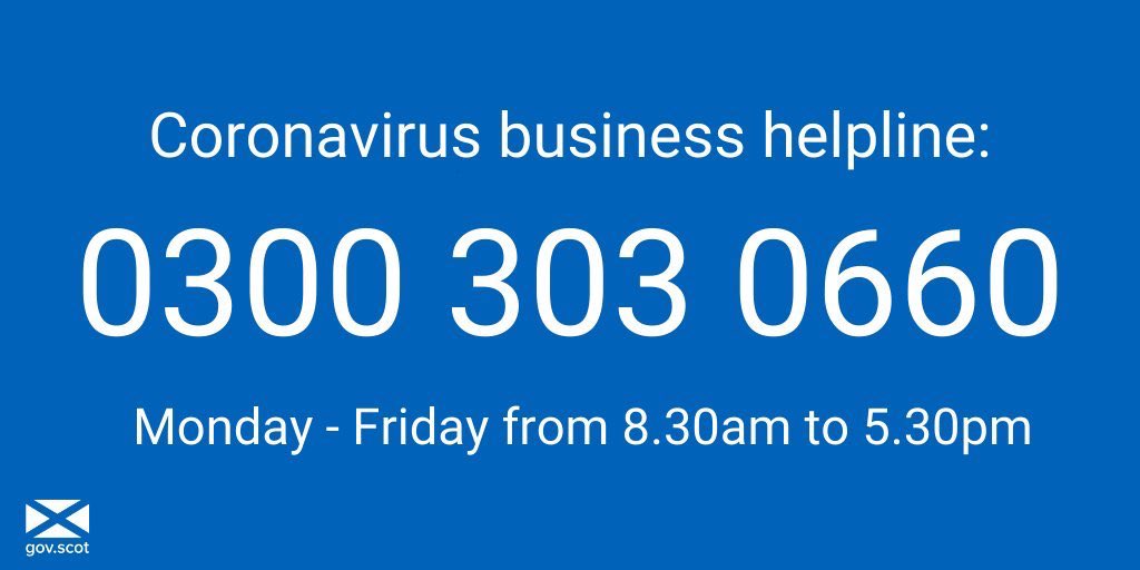 CECA_Scotland's tweet photo. The Scottish Government have set up a new helpline for businesses with questions about Covid-19. 

⏱ Open Monday to Friday from 08:30 to 17:30.

☎️ The helpline number is 0300 303 0660.

#SMEs #Construction #infrastructure #Scotland https://t.co/04VeF66vEH