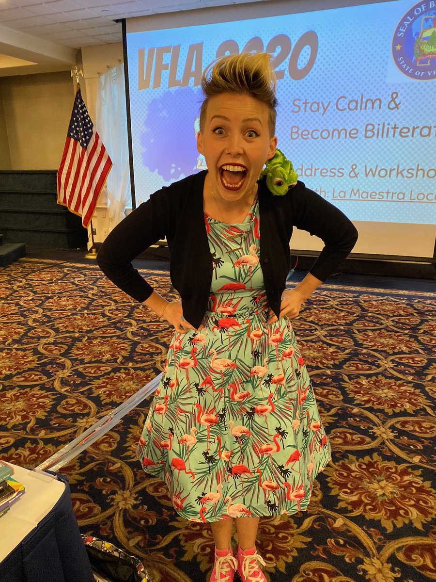 She’s AMAZING! Powering through an intense day during our virtual conference. Thanks to everyone and their patience as we navigate this emergency situation! #learningwithlaloca #vfla20 @lamaestraloca