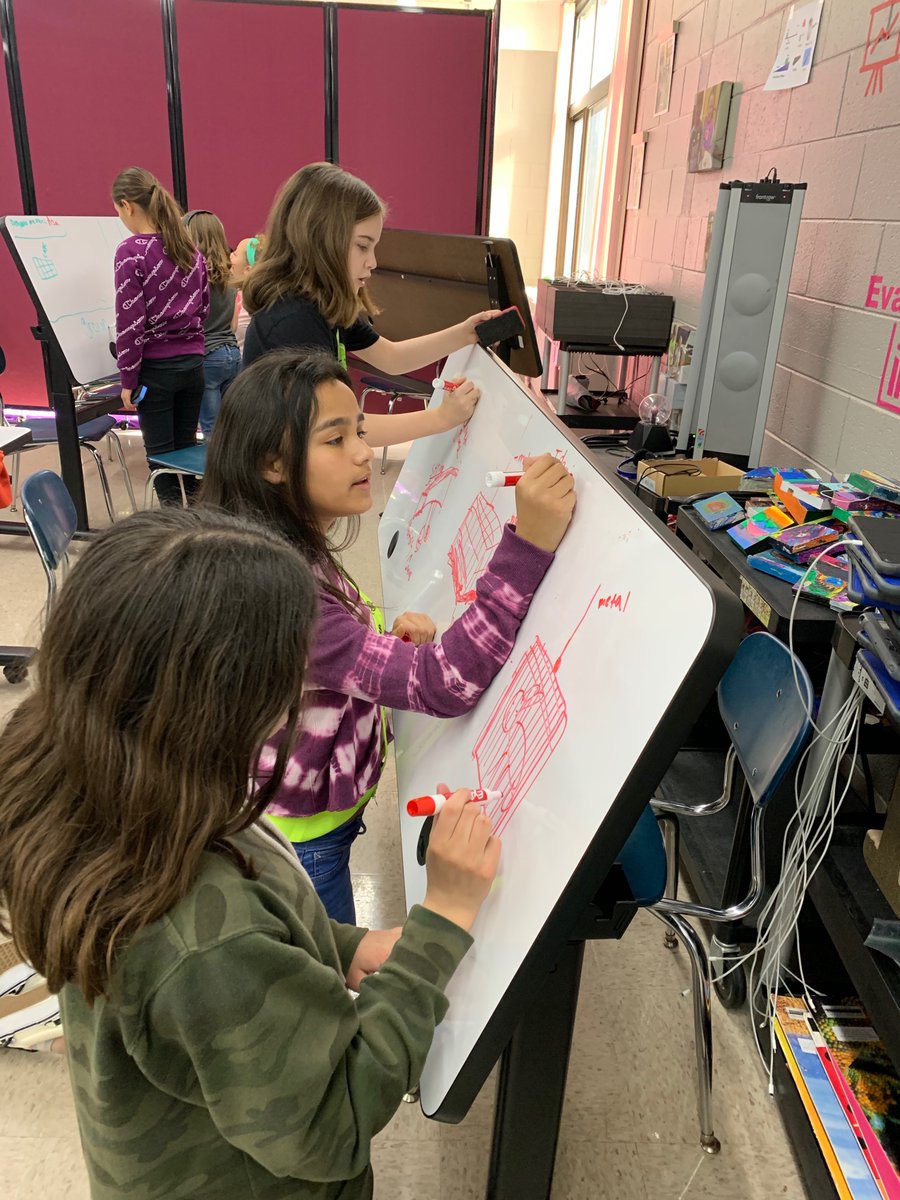 4/5 students during Innovation Station collaborated to design compound machines that could safely rescue a fallen tiger from a zoo moat.  They worked on and revised 3 designs as a group and determined which they'll build using Vex kits.  #wawmproud #irvingproud <a href="/PLTWorg/">Project Lead The Way</a>