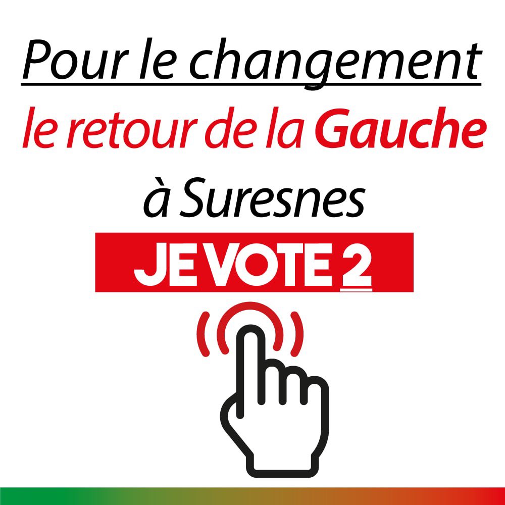 La Gauche unie peut gagner ‼️
Les 15 & 22 mars, votez Tous Ensemble À Gauche pour Suresnes @GaucheSuresnes ‼️
Le 15 mars, tapez 2 ‼️ 
#Suresnes2020 #Municipales2020