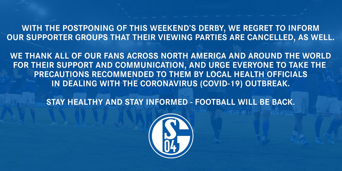 s04_us's tweet photo. Health comes before football.

Thanks for your support - stay safe, and stay healthy.

Football will be back. 💙

#SchalkeUS🇺🇸 https://t.co/PjZbfci4v6