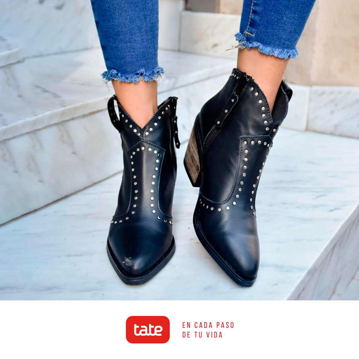 Bota Texana Cuero Detalle Tachas - SC STORE CALZADOS